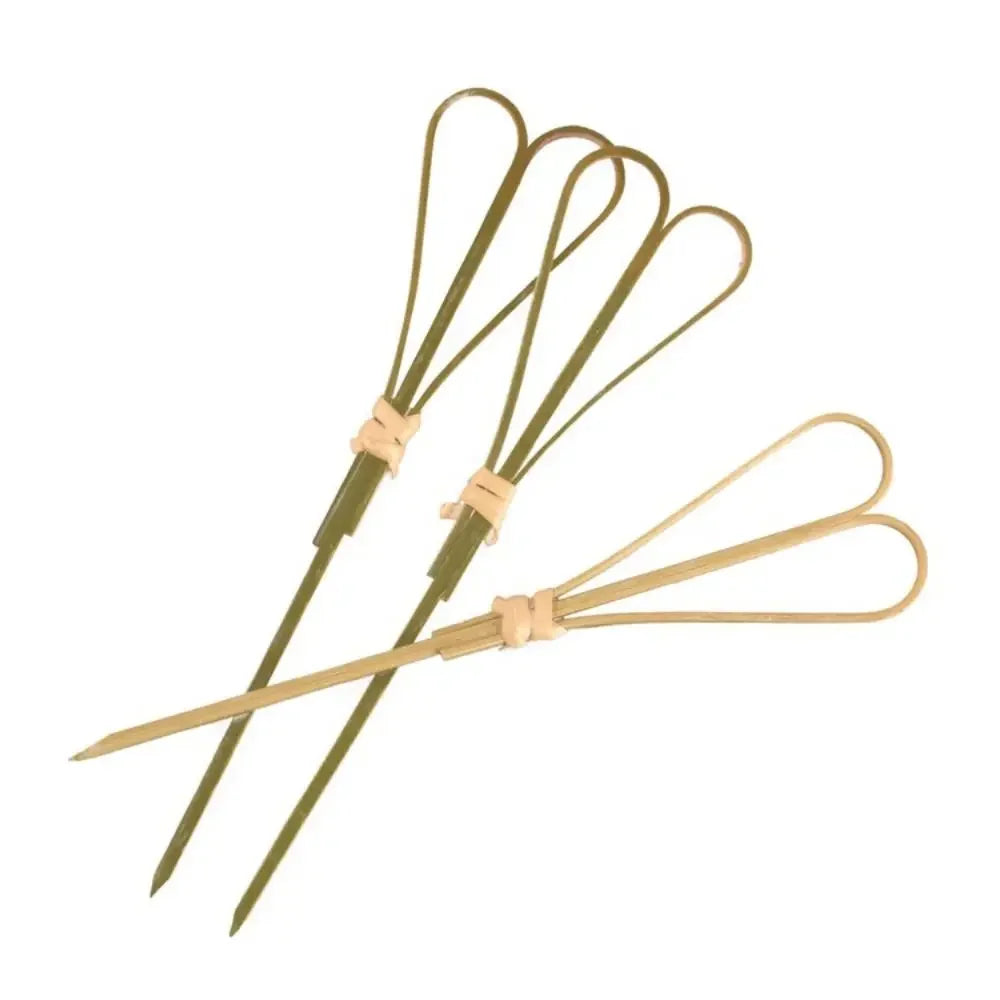 100 pezzi Barbeque Bar Tool Kitchen & Bar Cocktail Picks Bamboo Knot spiedini Fruit Forks Stick
