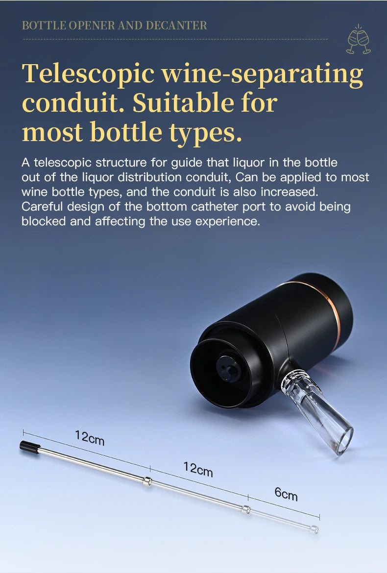 Decanter elettrico ricaricabile con pompa a vuoto veloce Set di apertura automatica per vino Aeratore per vino Decanter rapido elettronico