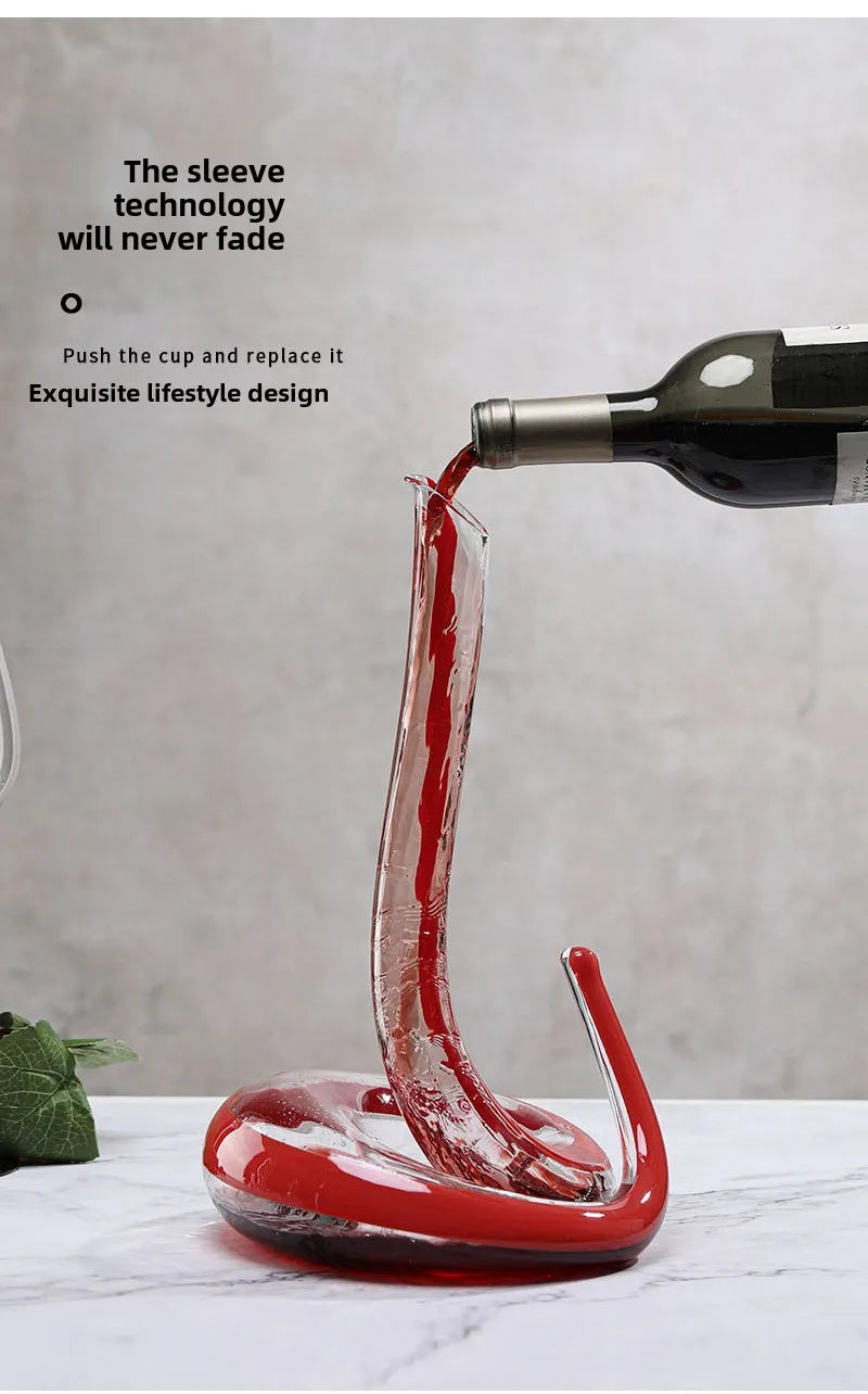 Decanter in vetro a forma di serpente soffiato artificiale Separatore di vino Articoli da bar Dispenser di vino per uso domestico Set di vino decanter per anziani da 1000 ml