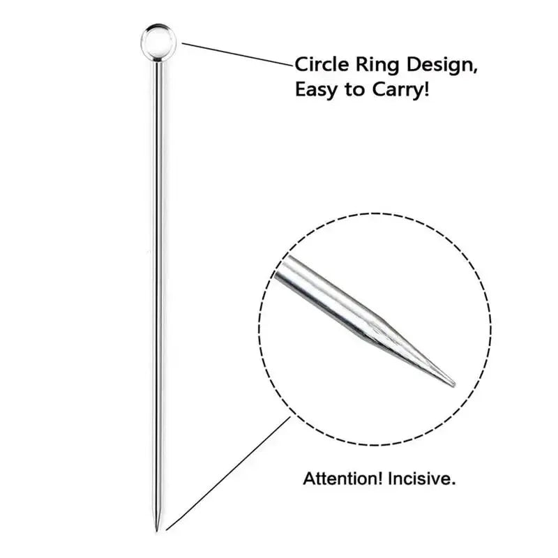 Plettri da cocktail Antipasto Spiedini in acciaio inossidabile per stuzzicadenti Bastoncini di frutta Stuzzicadenti in metallo Martini Stick Fancy Garnish Oliva
