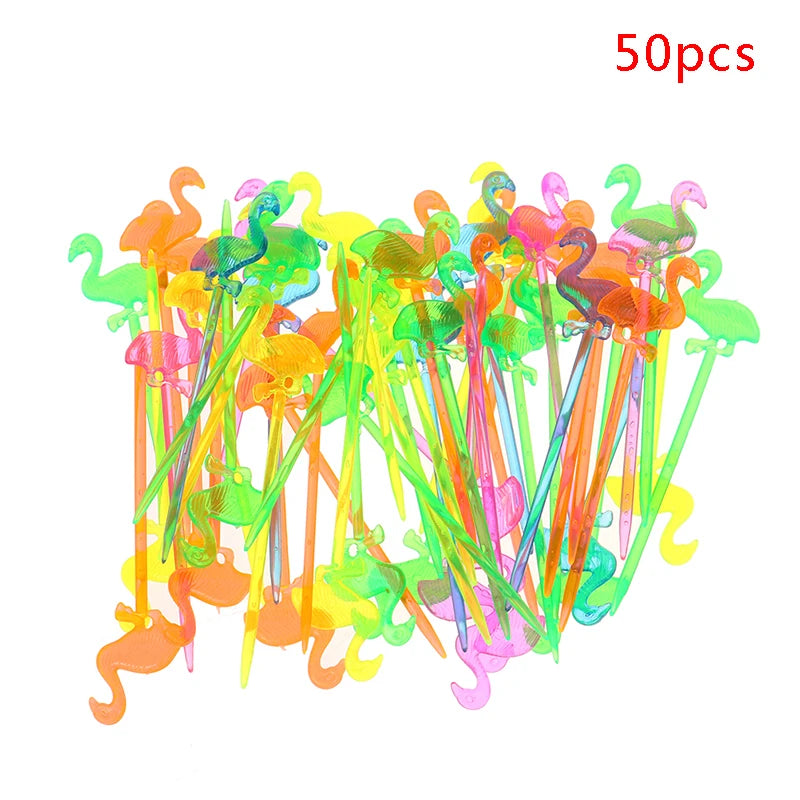 50 pz animale fenicottero cuore forniture per feste cibo Picks Buffet frutta forchetta Snack torta Dessert insalata bastoncini Cocktail stuzzicadenti Skewe