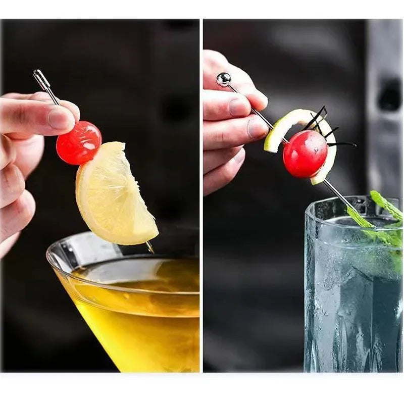 4 pezzi di plettri da cocktail in acciaio inossidabile, plettri da frutta, bastoncini da cocktail per bar, pub, club, ristorante e accessori per bicchieri per uso domestico