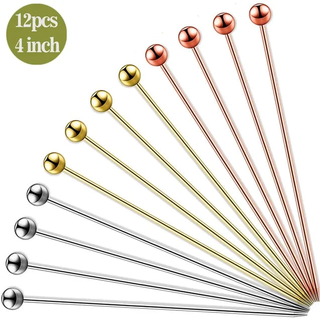 Plettri da cocktail Antipasto Spiedini in acciaio inossidabile per stuzzicadenti Bastoncini di frutta Stuzzicadenti in metallo Martini Stick Fancy Garnish Oliva