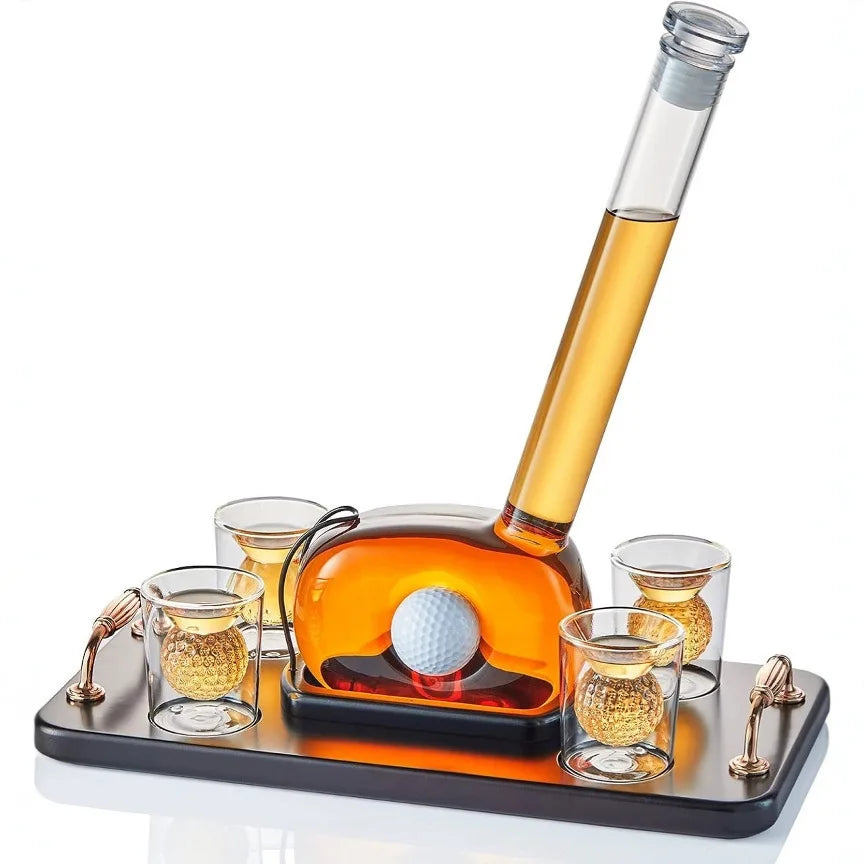 Set da golf per whisky di fascia alta - Decanter da 1000 ml con 4 bicchieri, confezione regalo, design per la prevenzione dell'ossidazione