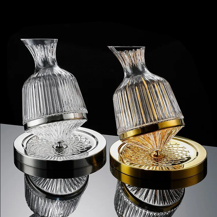 Bicchiere decanter rotante in vetro cristallo di alta qualità 360 Decanter da 1500 ml Dispenser per vino Aeratore Specchio Brocca Regalo Bar Decorazione