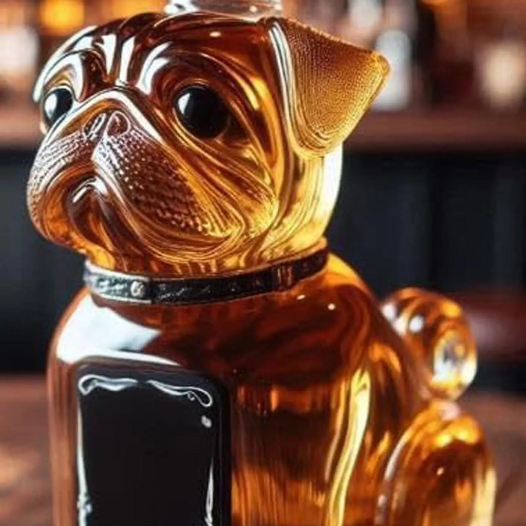 Decanter per animali creativo da 300 ml Bottiglia di liquore in vetro realistico Ispirato a Bulldog Whisky Vino Brandy Scotchs Bourbon Vodka Decanter