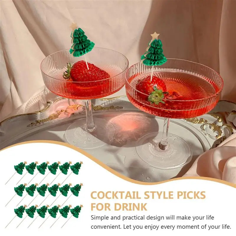 50 pezzi Cocktail Picks Xmas Tree Style Cup Picks Dessert bastoncini di frutta strumenti da Bar bastoncini di agitazione decorazione natalizia per feste di matrimonio
