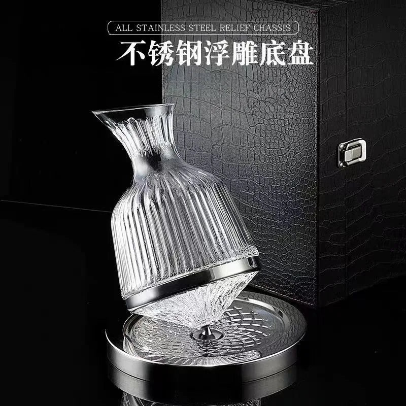 Bicchiere decanter rotante in vetro cristallo di alta qualità 360 Decanter da 1500 ml Dispenser per vino Aeratore Specchio Brocca Regalo Bar Decorazione