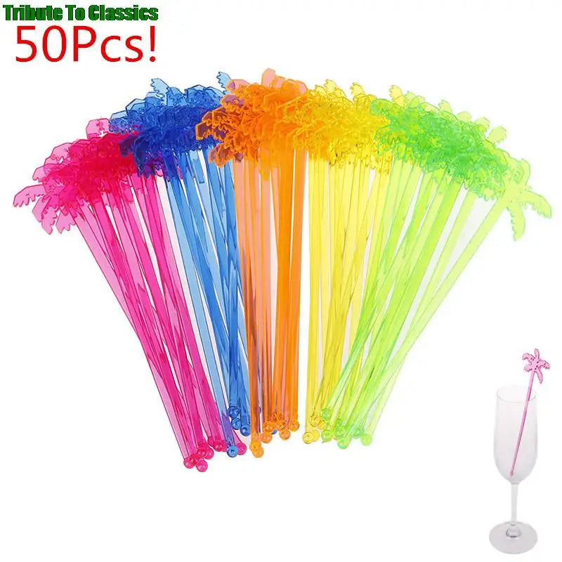 50/100pcs plastica Night-club Drink/wine Decor albero di cocco Cocktail Swizzle Sticks Drink agitatore Coffee Muddler Puddler vendita calda