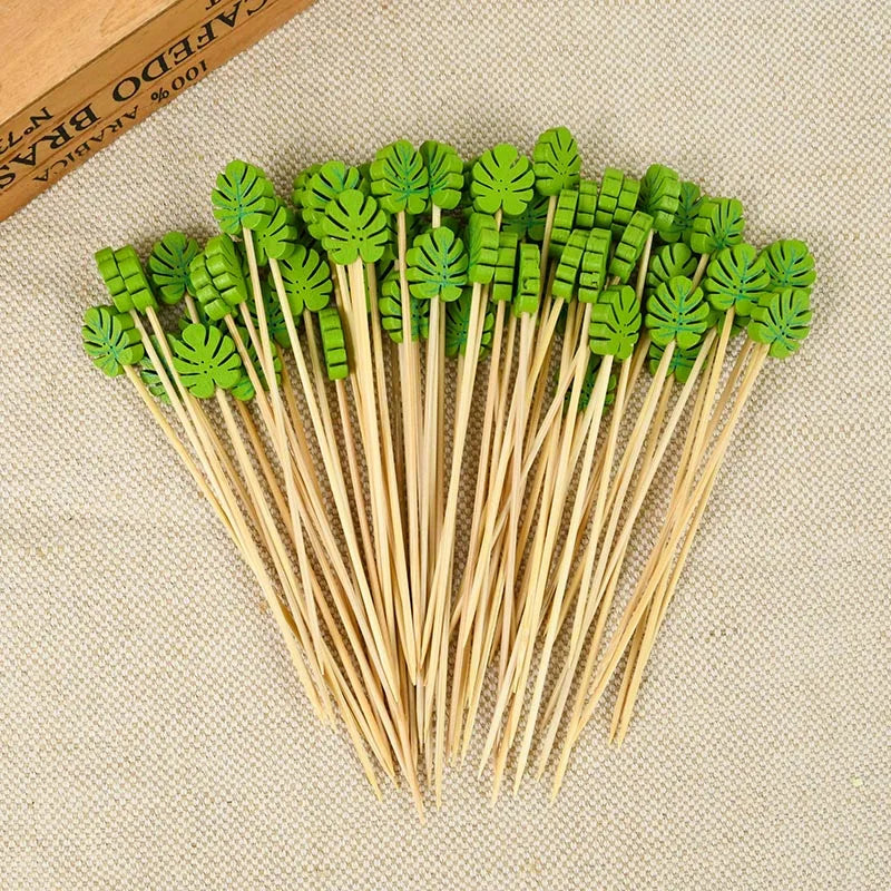 100 pz Cactus Flamingo Bambù Pick Buffet Cupcake Frutta Forchetta Cocktail Stuzzicadenti Spiedino Bar Dessert Insalata Bastone per la Decorazione di Nozze