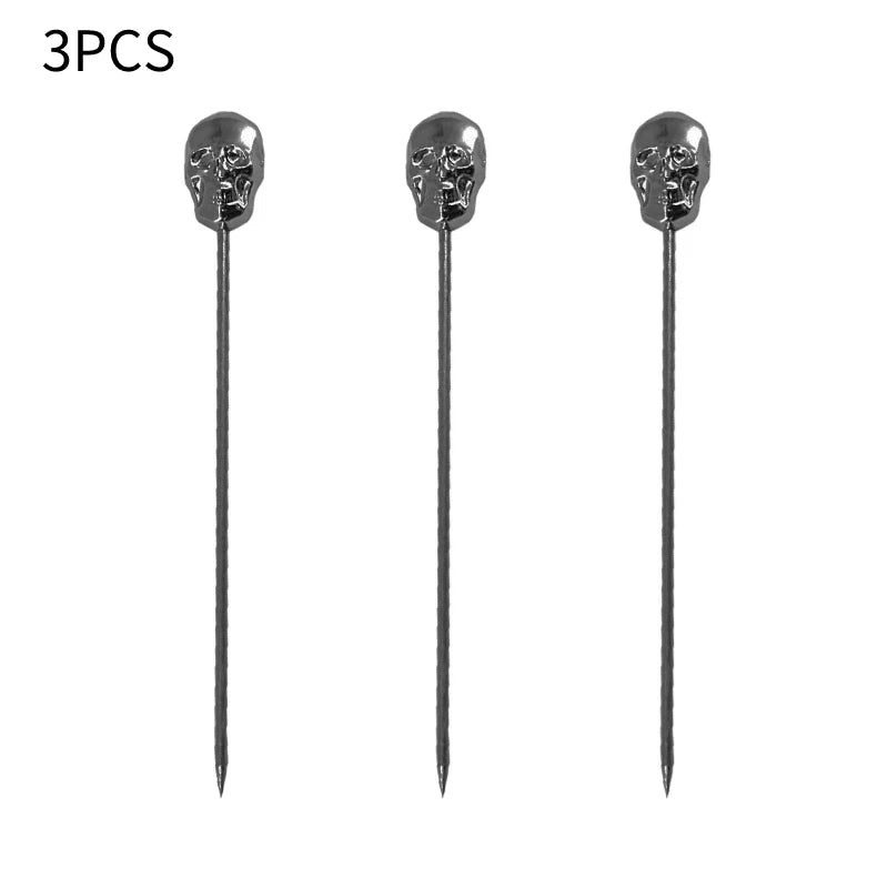 3 pezzi in acciaio inossidabile cocktail vino aghi plettri bastone riutilizzabili spiedini da cocktail in metallo olive antipasti bar festa di Natale