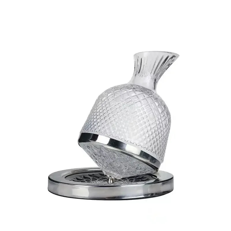 Decanter rotante a 360 gradi in vetro di cristallo di fascia alta, decanter da 1500 ml, dispenser per vino, gonfiatore, specchio, decorazione per bollitore