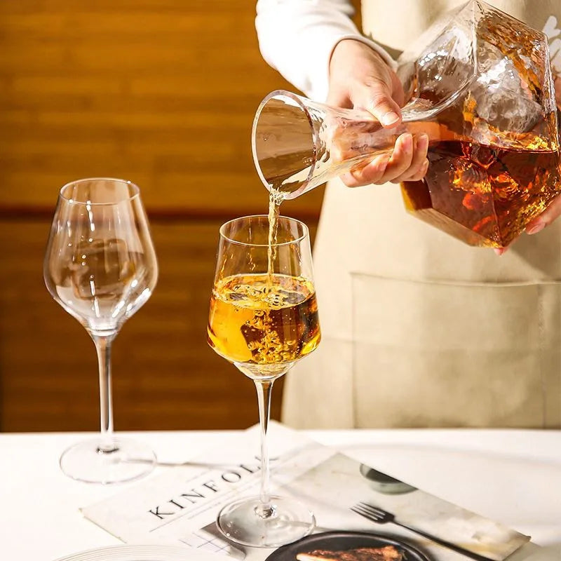 Dispositivo di riflessione a forma geometrica per uso domestico vaso di vino rosso in stile europeo di lusso Decanter in vetro senza piombo