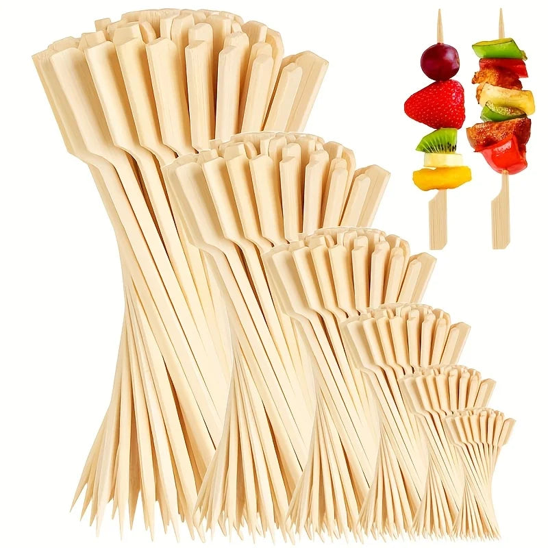 100 pezzi bastoncini di bambù spiedini di bambù naturali usa e getta barbecue bastoncini per barbecue per Kabob cocktail di frutta campeggio strumenti per barbecue per feste