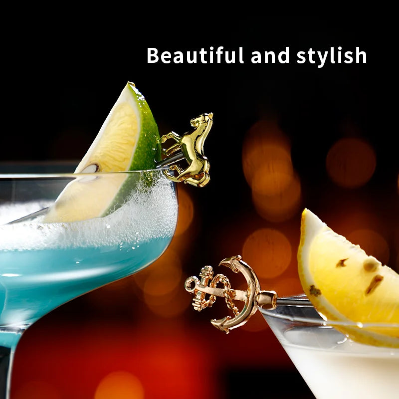 3 pezzi in acciaio inossidabile cocktail vino aghi plettri bastone riutilizzabili spiedini da cocktail in metallo olive antipasti bar festa di Natale