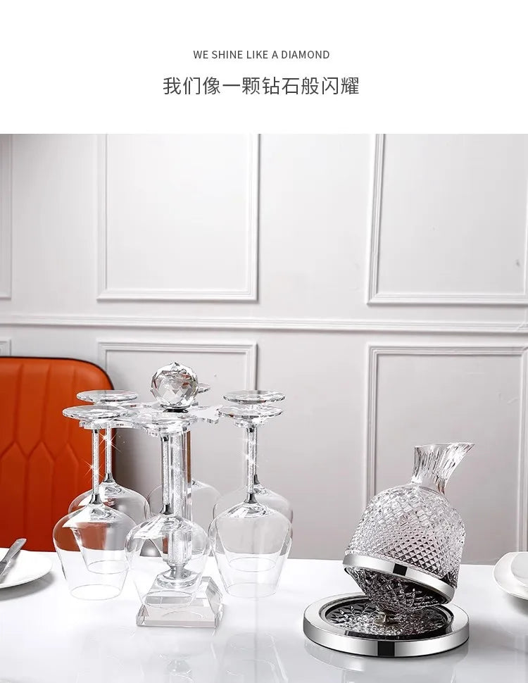 Bicchiere decanter rotante in vetro cristallo di alta qualità 360 Decanter da 1500 ml Dispenser per vino Aeratore Specchio Brocca Regalo Bar Decorazione