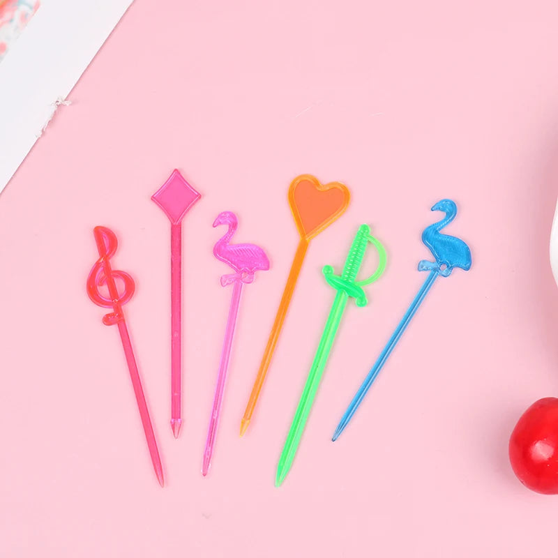 50 pz animale fenicottero cuore forniture per feste cibo Picks Buffet frutta forchetta Snack torta Dessert insalata bastoncini Cocktail stuzzicadenti Skewe