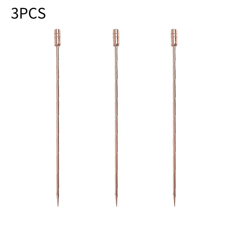 3 pezzi in acciaio inossidabile cocktail vino aghi plettri bastone riutilizzabili spiedini da cocktail in metallo olive antipasti bar festa di Natale