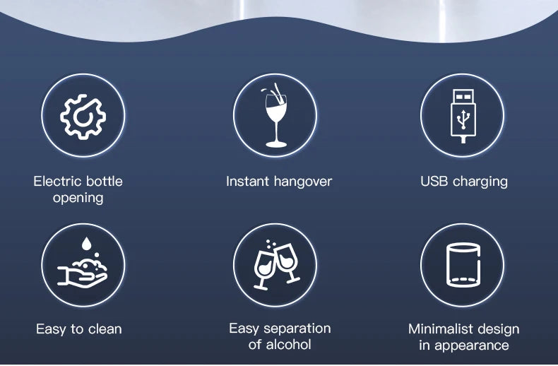 Decanter elettrico ricaricabile con pompa a vuoto veloce Set di apertura automatica per vino Aeratore per vino Decanter rapido elettronico