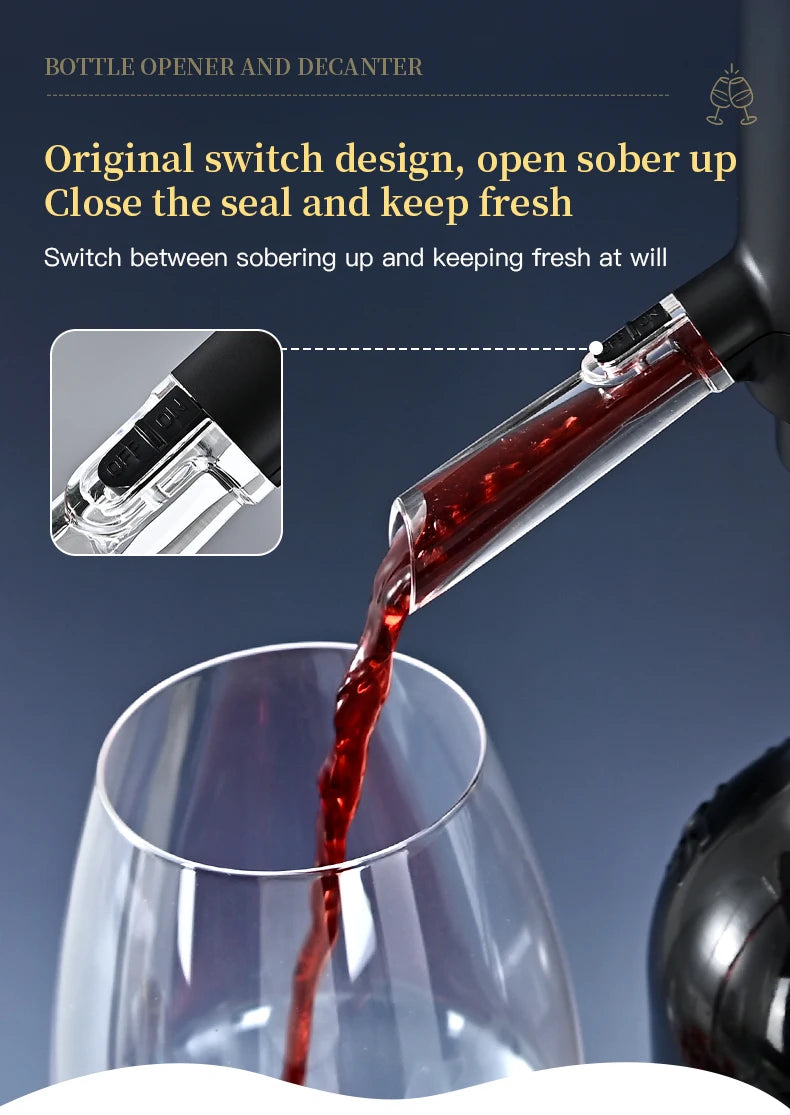 Decanter elettrico ricaricabile con pompa a vuoto veloce Set di apertura automatica per vino Aeratore per vino Decanter rapido elettronico