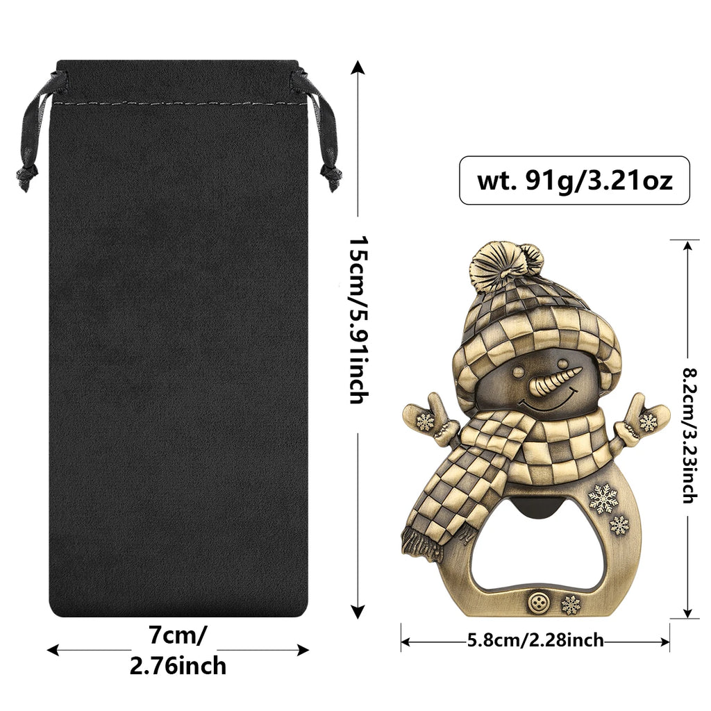 Apribottiglie da birra in metallo a forma di pupazzo di neve adorabile. Piccolo regalo di Natale creativo, cucina, bar, decorazione per feste, apribottiglie