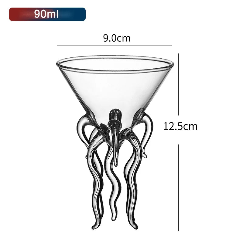 Bicchiere da cocktail creativo con pesciolini, polpo, cigno, uccello, calice trasparente con cannuccia, tazza di succo di vino per feste, bar, discoteca