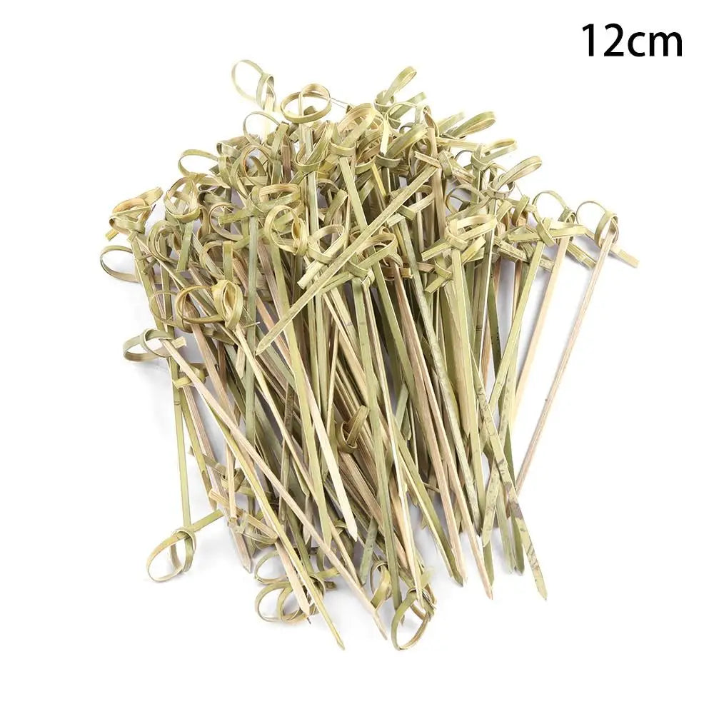 100 pezzi di bambù usa e getta Knot Stick spiedini Cocktail Picks forchette di frutta Barbeque Party Decoration Bar Tool