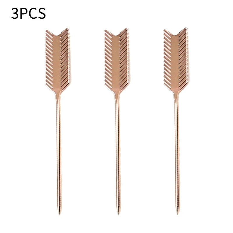 3 pezzi in acciaio inossidabile cocktail vino aghi plettri bastone riutilizzabili spiedini da cocktail in metallo olive antipasti bar festa di Natale