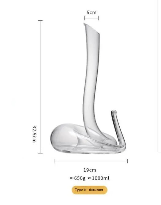 Decanter in vetro a forma di serpente soffiato artificiale Separatore di vino Articoli da bar Dispenser di vino per uso domestico Set di vino decanter per anziani da 1000 ml