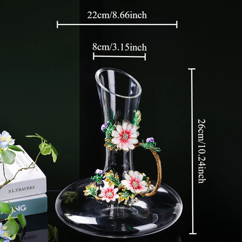 Decanter per tazze di vino rosso in vetro di cristallo smaltato a margherita Utensili per vino di lusso in vetro con piede alto per vino rosso