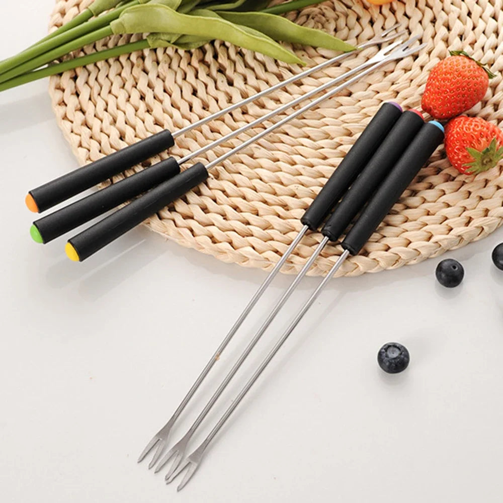 Forchette Fonduta Forchetta Spiedini Marshmallow Sticks Plettri Marshmallow Acciaio Formaggio Acciaio Inossidabile Cioccolato Antipasto Arrostire Cocktail