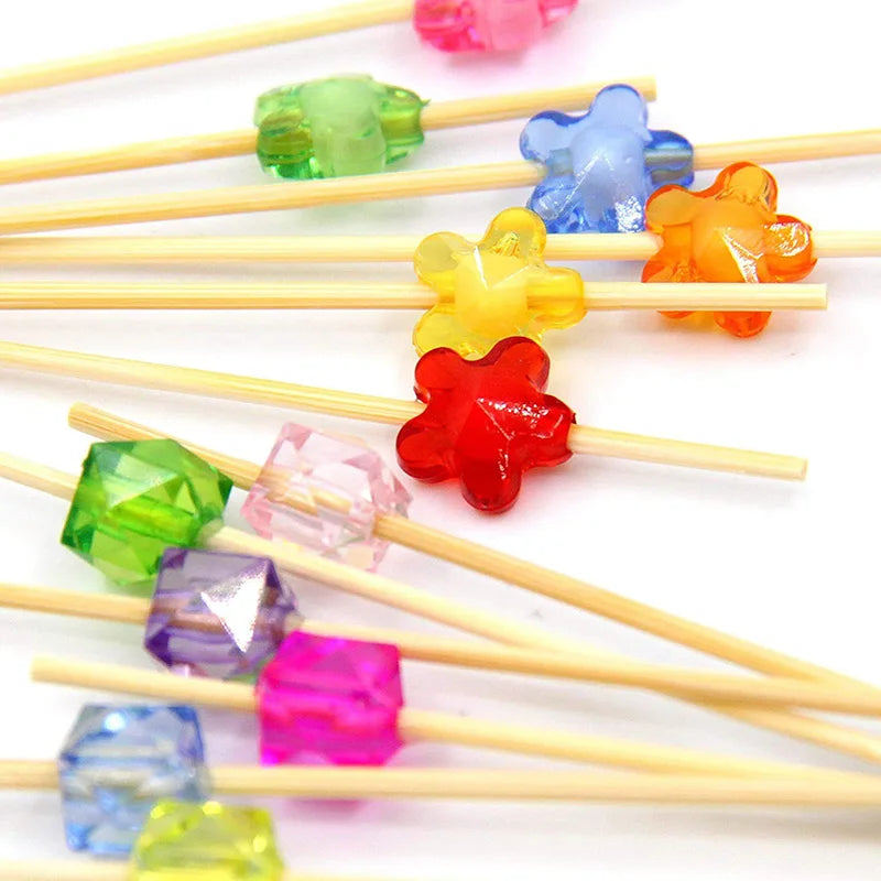 100 bastoncini da Cocktail spiedini di bambù scelte di frutta per Cocktail antipasti frutta dessert forniture per feste spiedini di frutta-fenicottero