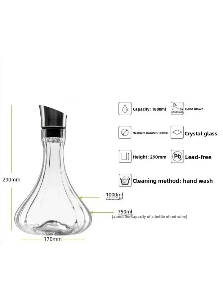 Decanter per vino in vetro di cristallo di lusso in stile europeo con manico per vino rosso Accessori per bere eleganti articoli da bar per la casa