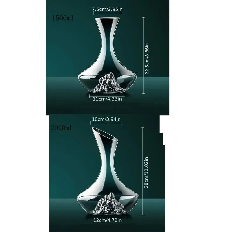 Decanter per vino rosso da 2000ml Reds in vetro di cristallo vini whisky vini vino Quick Waterfall Iceberg Dispenser bollitore per vini rossi