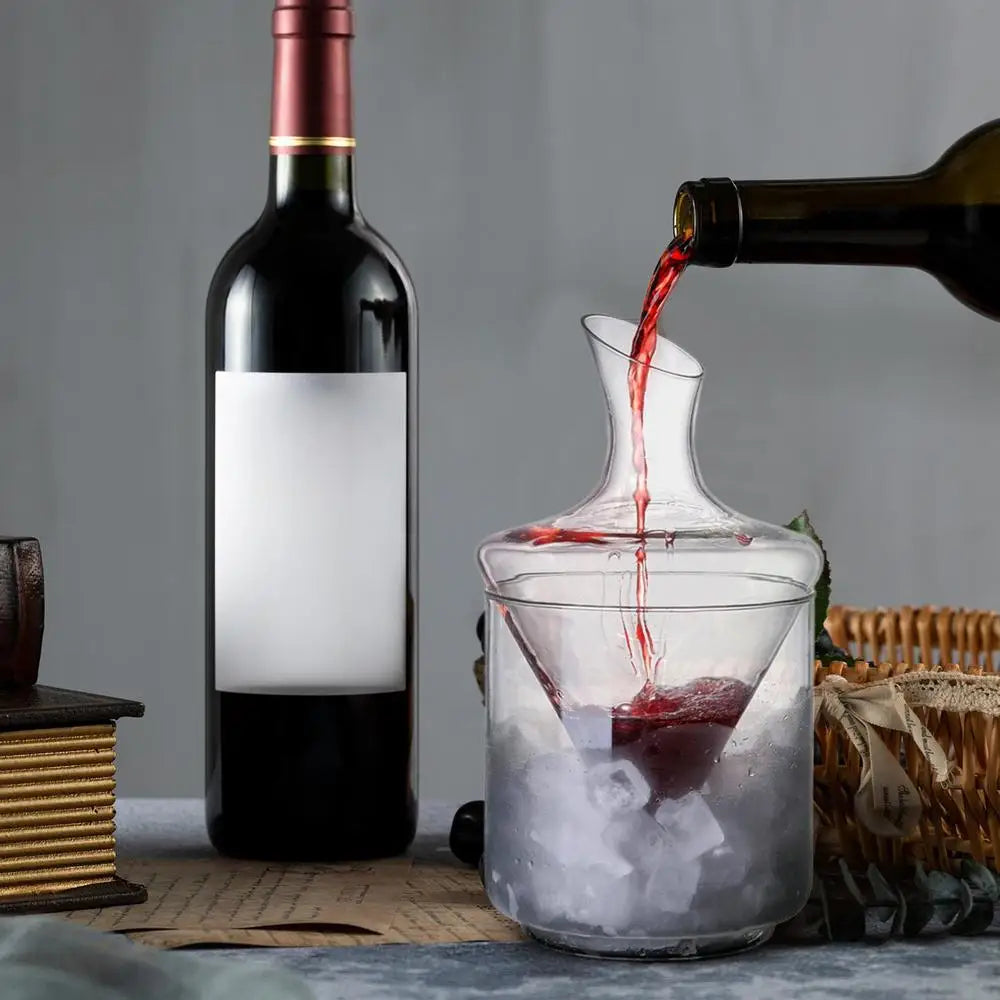 Decanter per whisky Decanter per liquori in vetro con secchiello per il ghiaccio Contenitore per decanter per vino con secchiello per il ghiaccio per ristoranti, hotel, club