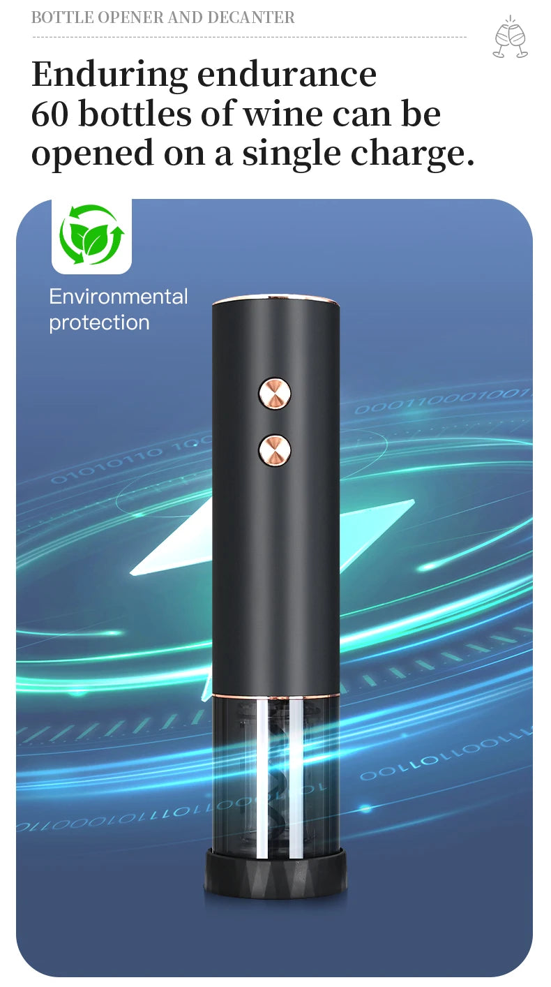 Decanter elettrico ricaricabile con pompa a vuoto veloce Set di apertura automatica per vino Aeratore per vino Decanter rapido elettronico