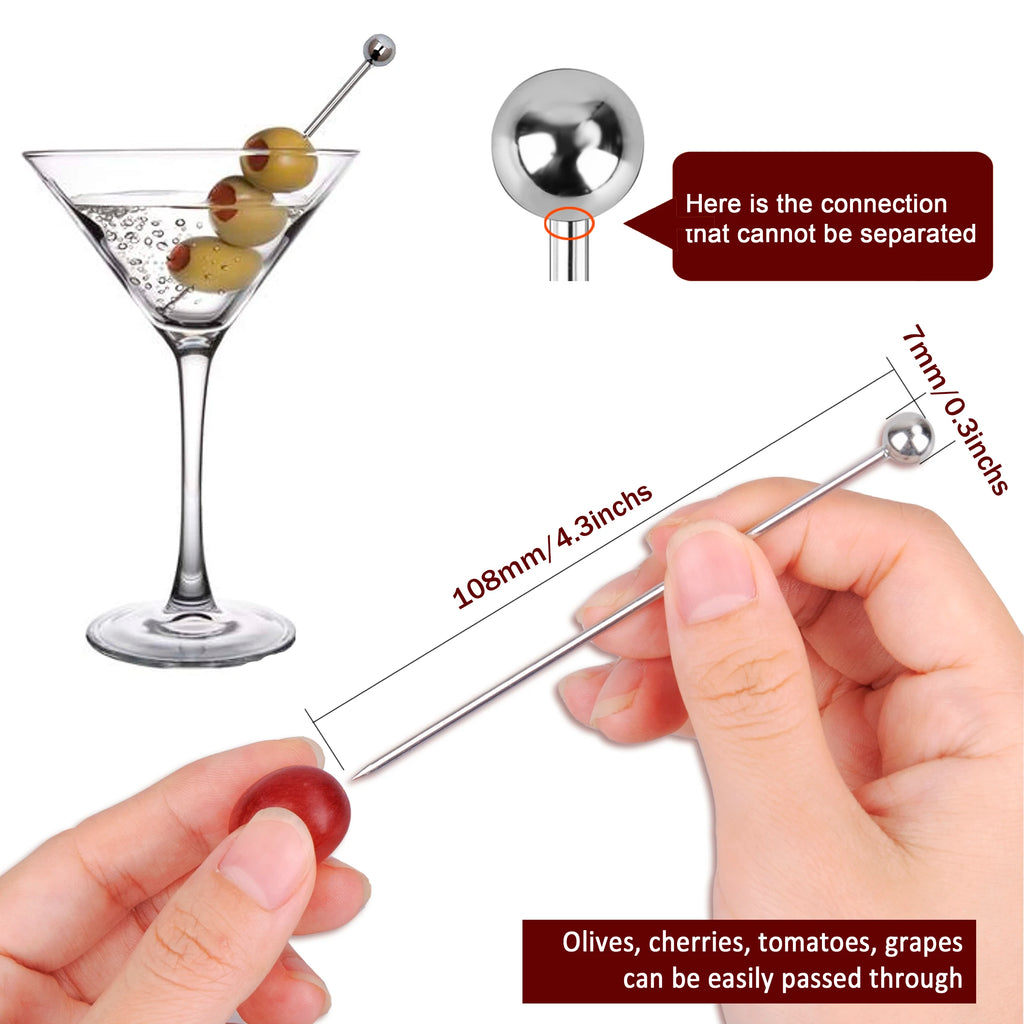 12 pezzi plettri da cocktail in acciaio inossidabile strumenti da bar bastoncini per agitare bevande decorazione bastoncini di frutta riutilizzabili plettro da cocktail per feste