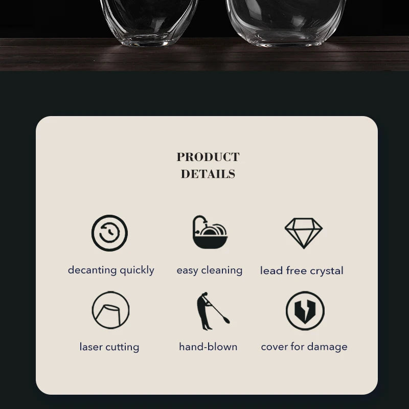 Decanter per vino a cerchio cavo - Decanter con eleganza Decanter per vino rosso in vetro trasparente senza piombo Contenitore per succo Decanter per vino