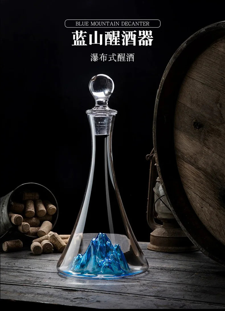 Decanter in vetro trasparente Iceberg blu di lusso leggero europeo Filtro per vino rosso di alto valore e divisore per vino Utensili per vino di fascia alta