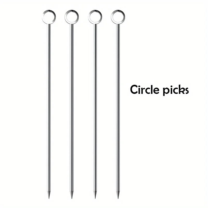 4 pezzi di plettri da cocktail in acciaio inossidabile, plettri da frutta, bastoncini da cocktail per bar, pub, club, ristorante e accessori per bicchieri per uso domestico