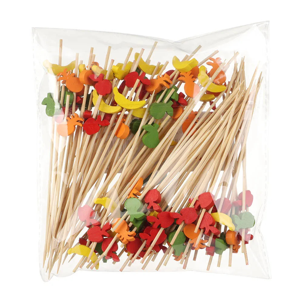 100 pezzi Barbeque Bar Tool Kitchen & Bar Cocktail Picks Bamboo Knot spiedini Fruit Forks Stick