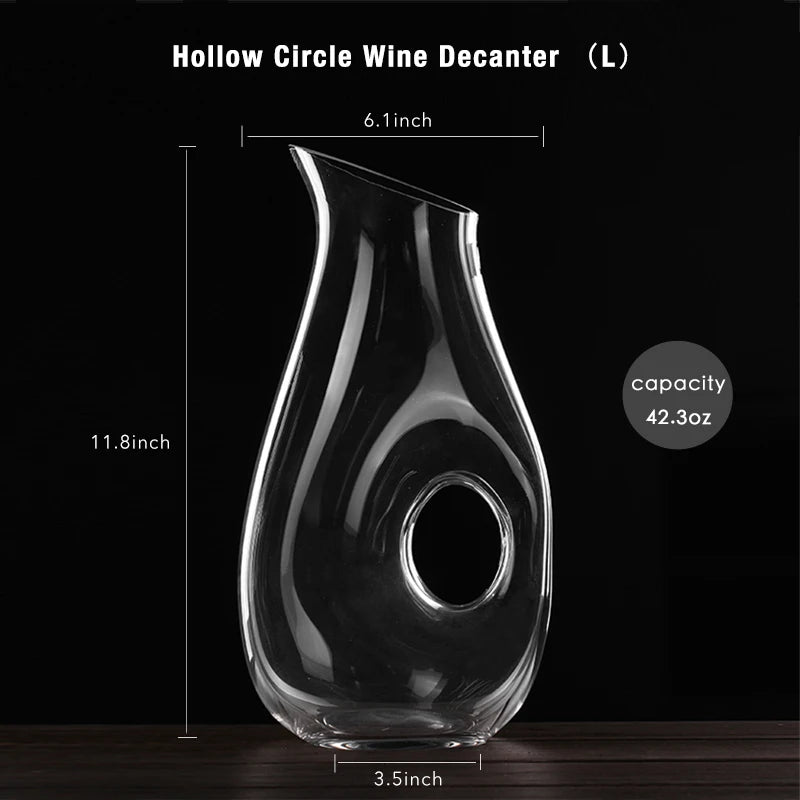 Decanter per vino a cerchio cavo - Decanter con eleganza Decanter per vino rosso in vetro trasparente senza piombo Contenitore per succo Decanter per vino