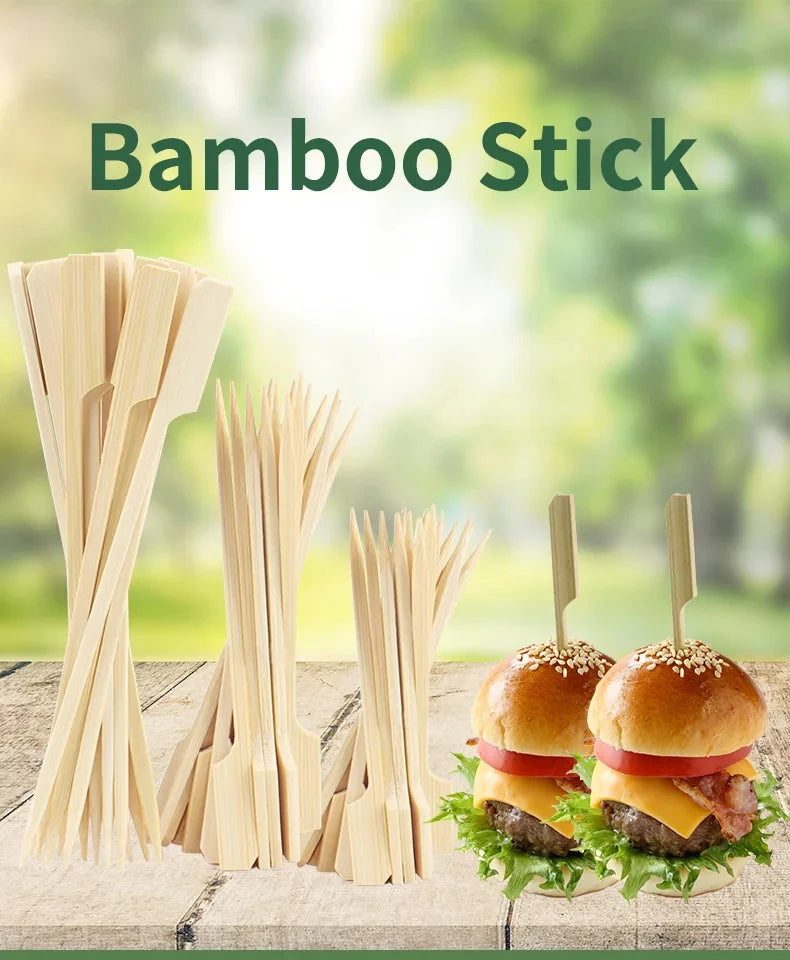 100 pezzi bastoncini di bambù spiedini di bambù naturali usa e getta barbecue bastoncini per barbecue per Kabob cocktail di frutta campeggio strumenti per barbecue per feste
