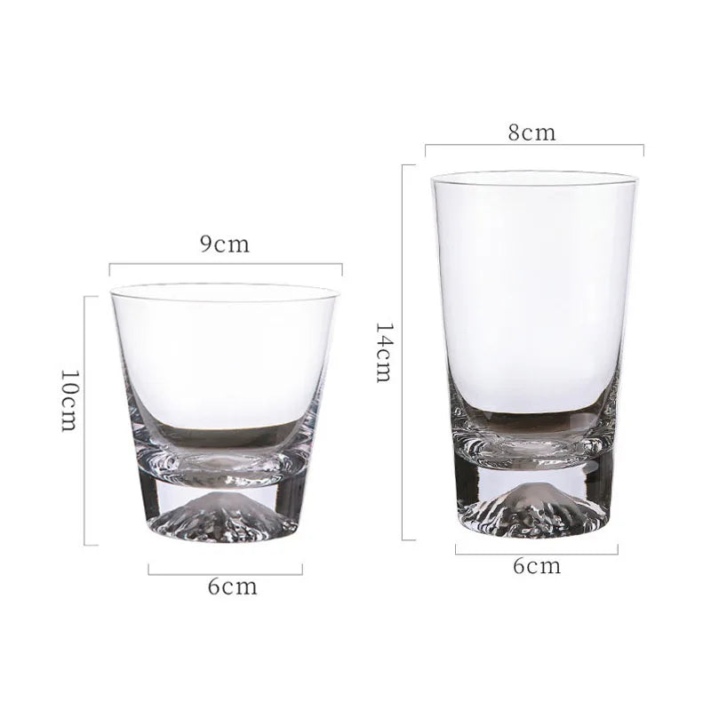 2pcs Sets Japanese Style Mount Fuji Glass Cup Snow Mountain Cup Snowflake Pattern Cocktail Glass Exquisite Foreign Wine Glass