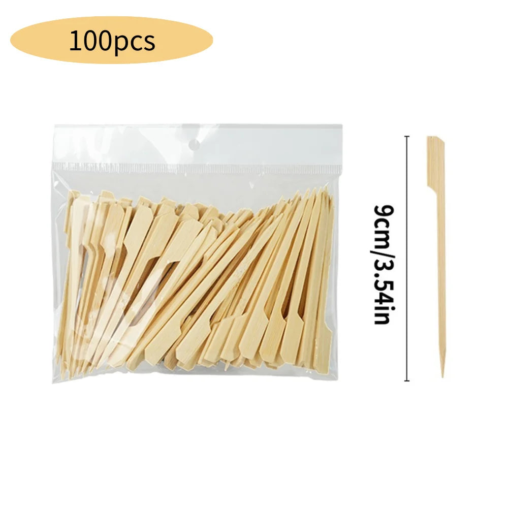 100 pezzi bastoncini di bambù spiedini di bambù naturali usa e getta barbecue bastoncini per barbecue per Kabob cocktail di frutta campeggio strumenti per barbecue per feste