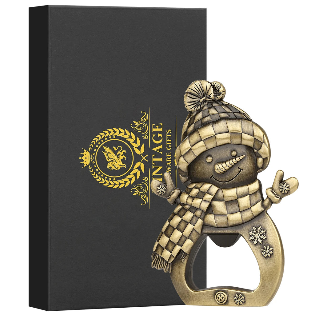 Apribottiglie da birra in metallo a forma di pupazzo di neve adorabile. Piccolo regalo di Natale creativo, cucina, bar, decorazione per feste, apribottiglie