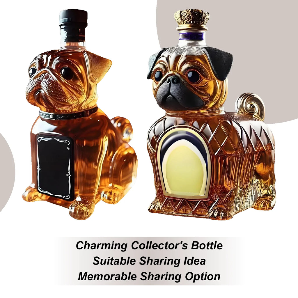 Decanter per animali creativo da 300 ml Bottiglia di liquore in vetro realistico Ispirato a Bulldog Whisky Vino Brandy Scotchs Bourbon Vodka Decanter
