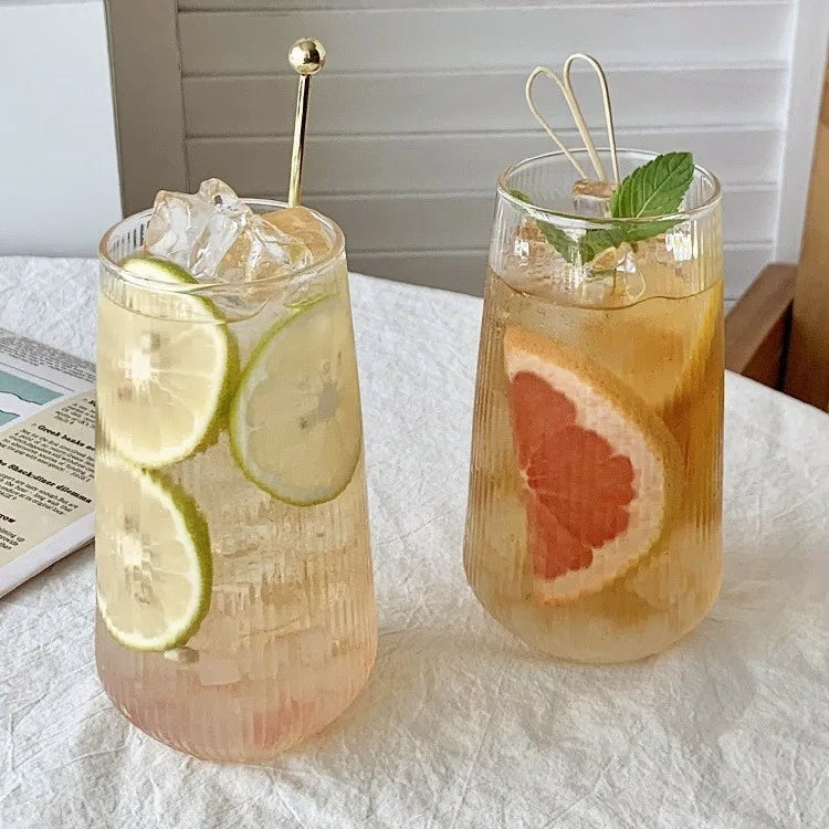 500Ml tazza di vetro a righe semplici vino caffè bicchieri bicchiere tazza di vetro acqua whisky birra Cocktail caffè latte bicchieri Bar Tool