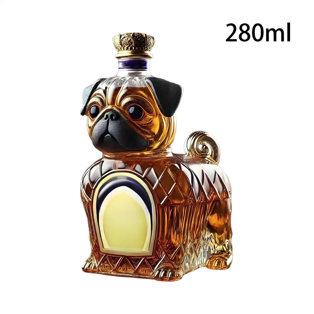 Decanter per animali creativo da 300 ml Bottiglia di liquore in vetro realistico Ispirato a Bulldog Whisky Vino Brandy Scotchs Bourbon Vodka Decanter