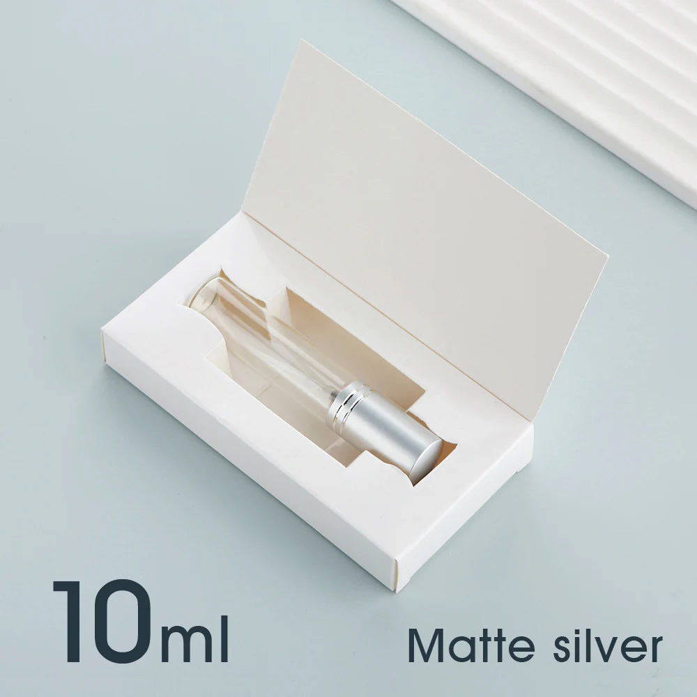 Flacone spray per profumo da 50 pezzi 5ml 10ml con confezione Flacone spray riutilizzabile per profumo sprinkler mini flaconi spray in alluminio